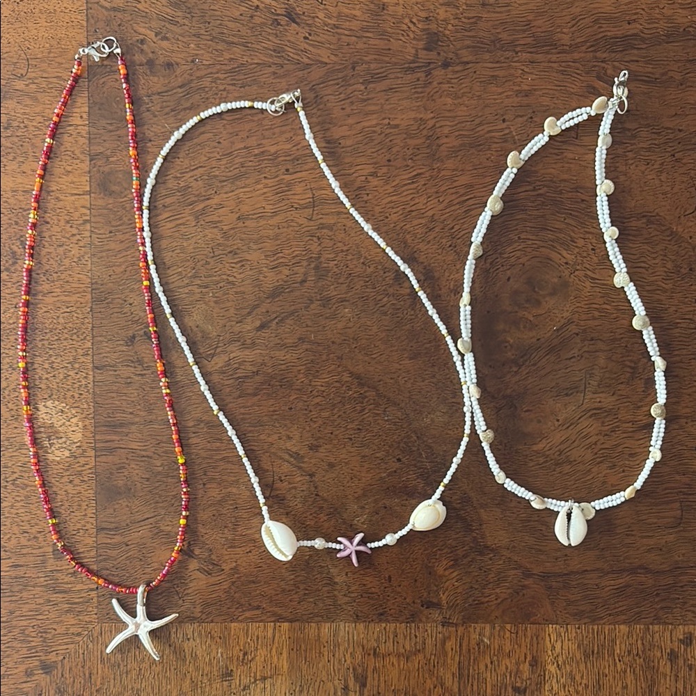 Colorful Handmade Beaded Necklace Set with Starfish and Shell Accents 🌞